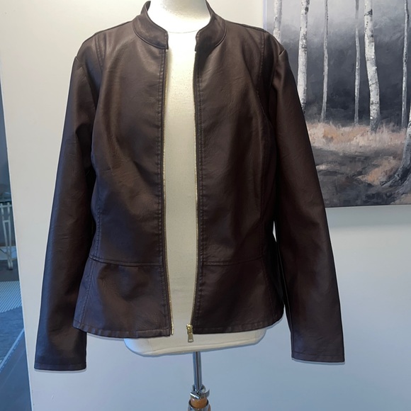 Racheal Baccini brown pleather jacket 2X - Picture 2 of 7